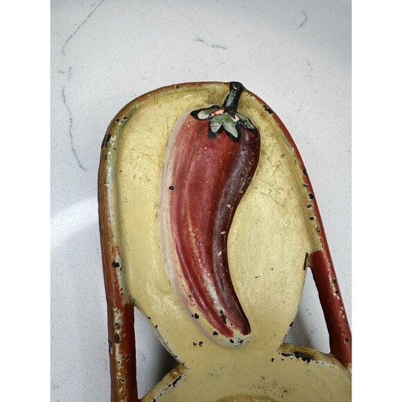 Vintage Mexican Cast Iron Spoon Rest Wall Mount Chili Pepper Design Folk Art - Picture 4 of 8